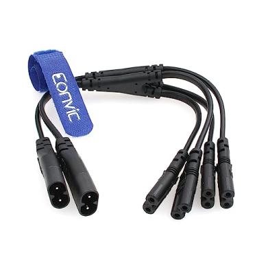 Imagem de Eonvic Pacote com 2 cabos de alimentação CA IEC320 C8 Macho para 2X C7 fêmea Y Splitter 125V 10A 1 em 2 saídas conversor de CA polarizado para monitor de TV LED de 30 cm