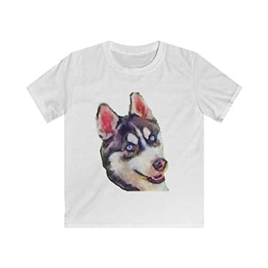 Imagem de Husky Siberiano 'Iditarod' - Camiseta infantil 100% algodão torcido por Doggylips™, Vermelho, XG