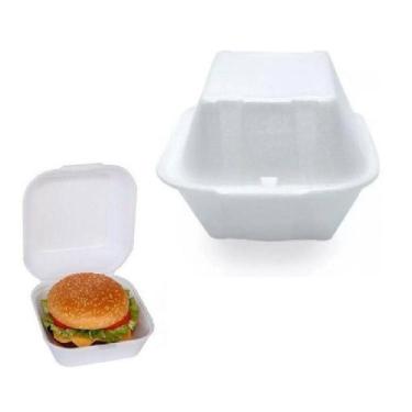 Imagem de 400 hamburgueira de isopor pequena h01 branca  1 fardo 