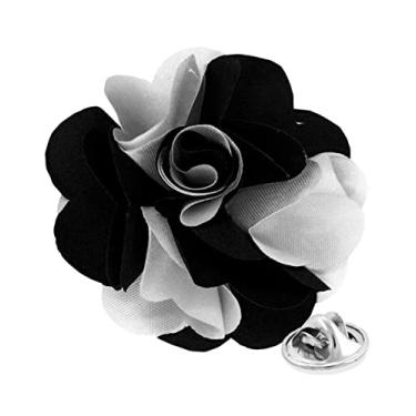 Imagem de Vittorio Vico Broche de lapela de flor de dois tons premium - lapela formal para homens, broche de flor, 2.5" (6.36CM), Poliéster, Não aplicável