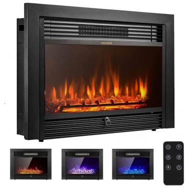 Imagem de Lareira Elétrica de Embutir A53x72L com Controle Remoto e Temporizador, 110V, YODOLLA, Preta