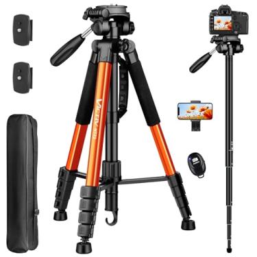 Imagem de Tripé para câmera, tripé de câmera de 182 cm de altura e monopé com controle remoto, suporte compacto profissional para celular, DSLR, telescópio, binóculo