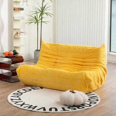 Imagem de N&V Sofá CUBICUS, sofá de espuma de assento único, sofá de chão sem braços, de espuma híbrida, com otomano combinando (Fireside LOVESEAT, Toscana)