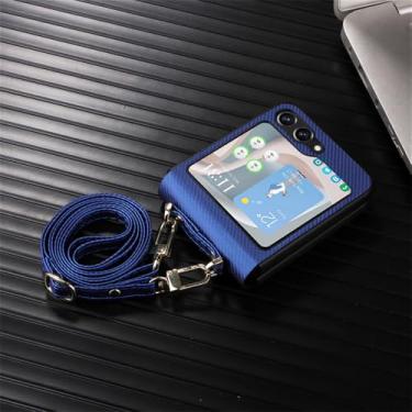 Imagem de Terno para Samsung Galaxy Z Flip 5 capa de telefone de couro alça de uma peça para Galaxy Z Flip 4 3 5G capa de telefone dobrável, azul celeste, para Galaxy Z Flip 5