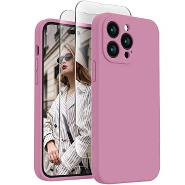 Imagem de FireNova Capa para iPhone 14 Pro, capa de telefone de silicone atualizada [proteção da câmera] com [2 protetores de tela], forro interno de microfibra macio antiarranhões, 15,5 cm, roxo lilás