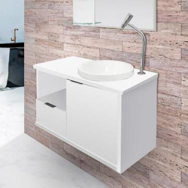 Imagem de Gabinete Toucador Para Banheiro Desigual Cuba Inclusa 77,6cm Branco