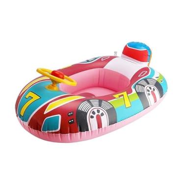 Imagem de 2 anéis de natação infláveis ​​assentos de jogo de água para bebês barco flutuante acessórios para anéis de natação para crianças brinquedos de piscina de entretenimento aquático (Rosa)