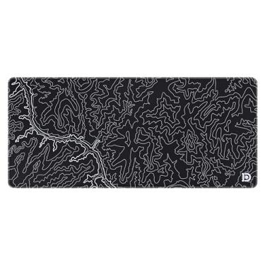 Imagem de Deskr Black Topograph Canyon Tapete de mesa completo XL para jogos Tapete de mesa gamer com bordas costuradas 5 mm de espessura antiderrapante borracha resistente à água Laptop Mouse de computador