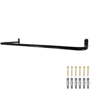 Imagem de Arara Para Loja 80cm Cabideiro Fixo De Parede Closet Organizado Casa (Preto)