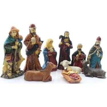 Imagem de Decoração Mini Presépio De Natal Nascimento Jesus Resina Natalino 10 Peças