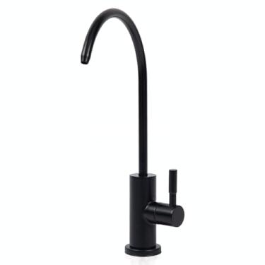 Imagem de Besdor Torneira de osmose reversa, torneira RO, torneira de água potável para pia de cozinha, torneira de filtro de água sem lacuna de ar, rotação de 360 graus, sem chumbo, aço inoxidável 304, preto fosco