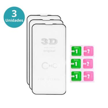 Imagem de Kit 3 Película 3d vidro atacado para IPhone 13 / 13 Pro - Nipe