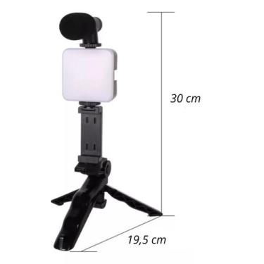 Imagem de Kit Tripé De Mesa - Bastão Com Suporte Para Celular, Mini Led, Microfo