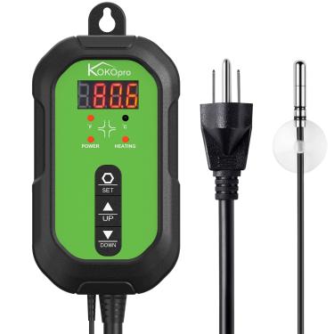 Imagem de KOKOPRO Controlador de termostato digital para germinação de sementes, estufa de incubação de reprodução de répteis e cerveja, 40-108 ºF 1000W para mudas, germinação, incubação e fermentação