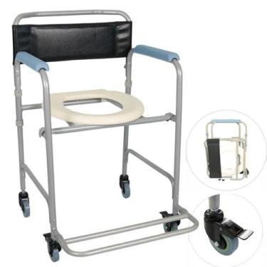 Imagem de Cadeira De Banho Dobrável Higienica Com Rodas Idoso Dellamed D30