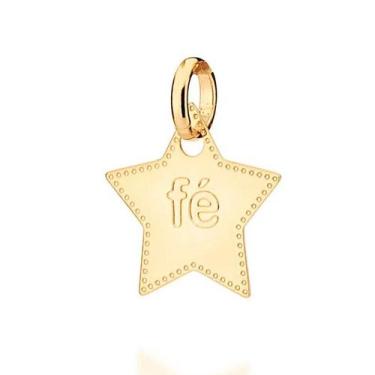 Imagem de Pingente banhado ouro 3x 24k 18k e 22k  feminino estrela escrito fé ro