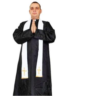 Imagem de Fantasia Padre Halloween Festa Junina Adulto Masculino Carnaval Noite 