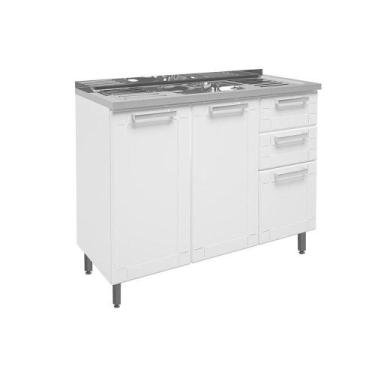 Imagem de Módulo Cozinha Bertolini Múltipla 6015 3 Portas 2 Gavetas Branco