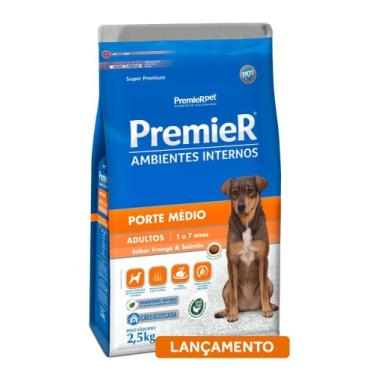 Imagem de Ração Premier Ambientes Internos Frango e Salmão para Cães Adultos de 