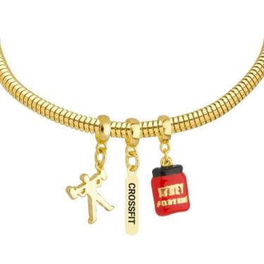 Imagem de Pulseira Exercício Funcional Berloque Banhado a Ouro 18k - Work Semijo