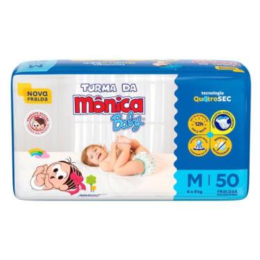 Imagem de Fralda Infantil Turma da Mônica Baby Mega Tamanho M 50 Fraldas Descart