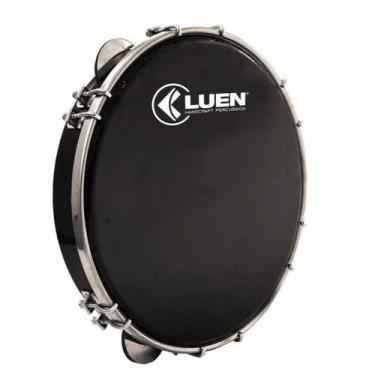Imagem de Pandeiro Luen 10" Profissional Pele Preta Corpo Abs Preto, Preto, Pret