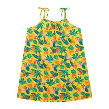 Imagem de Vestido Infantil Menina Regata Com Alcinha Em Cotton - Amarelo - Tupin