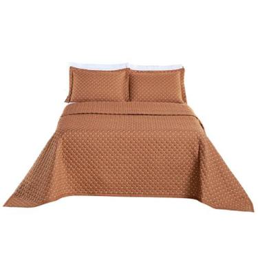 Imagem de Cobre Leito Tecido 200 Fios Cama Queen 3 Peças Colcha Ravena - ENTROU 