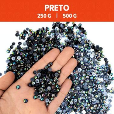 Imagem de Meia Pérola Irisada Preto - 91 - Pacote com 500/250 Gramas  - 06 mm  -