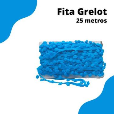 Imagem de Fita Pompom Azul Pavão 20mm Rolo Com 25 Metros - Nybc