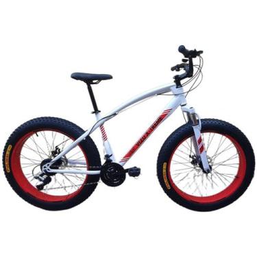 Imagem de Bicicleta Fat Bike Aro 26 Vizu X-Treme 21v Suspensão, Branco, Vermelho