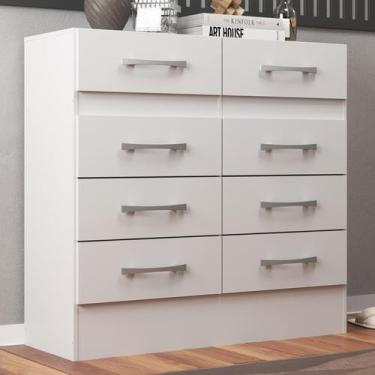 Imagem de Cômoda Central 8 Gavetas Cor Branca - Direto Sim, Branco
