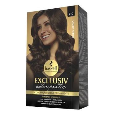 Imagem de Kit Excllusiv Color Pratic Haskell - 7.0 Louro Medio
