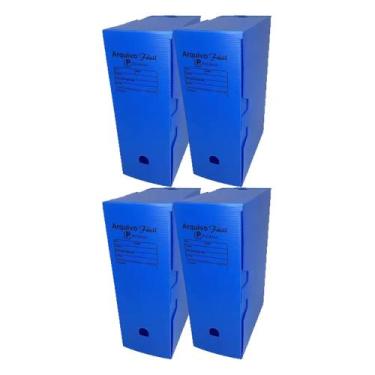 Imagem de Caixa Arquivo Morto Plástico Armazena Documento Azul - Polibras