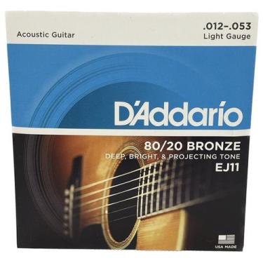 Imagem de Encordoamento 012 em Aço Daddario Original Cordas Para Violão EJ11 - D