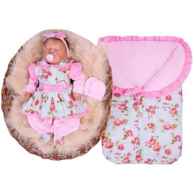 Imagem de Saída de Maternidade 100% Algodão Inverno Charmosinha Floral com Porta