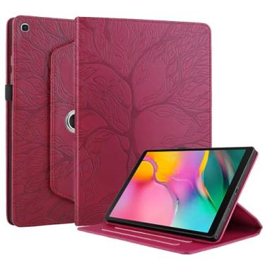 Imagem de TIPOYOROO Capa giratória para Samsung Galaxy Tab A 10.1 2019 (SM-T510/T515) capa de couro PU leve com suporte de caneta para Galaxy Tab A de 10,1 polegadas versão 2019 - vermelha