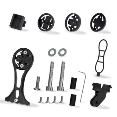Imagem de GRQUSTO Suporte de computador para bicicleta – suporte combo GPS frontal para Garmin Wahoo Bryton Cateye, acessórios de mountain bike compatíveis com guidão de 32 mm, preto
