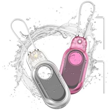 Imagem de Pacote com 2 suportes de trava de cabo para Samsung Galaxy SmartTag2, compatível com SmartTag 2, suporte à prova d'água com trava de cabo (transparente + rosa claro)