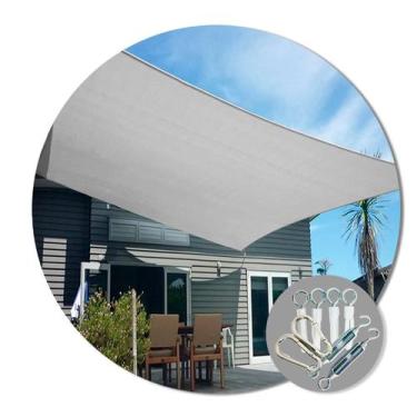 Imagem de Tela Shade Prata Sombrite 90% 5x3 Com Bainha Ilhós + Kit - Shoplonas