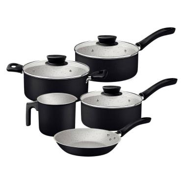 Imagem de Jogo De Panelas 5 Peças Linz Cores Antiaderente Tramontina Preto