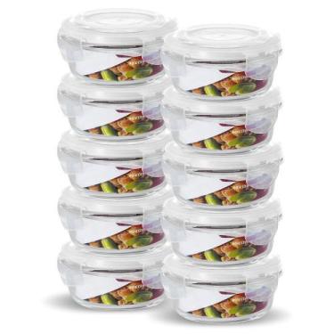 Imagem de Kit 10 Potes Vidro Hermético Trava Redondo 400ml Marmita - U4home
