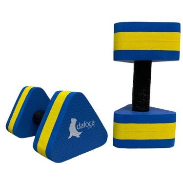 Imagem de Par de Halteres Hidroginástica Em EVA 3 A 4 Kg DF4013-AZ Azul/Amarelo 