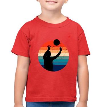 Imagem de Camiseta Algodão Infantil Vôlei Vintage Sunset - Foca na Moda, Vermelh