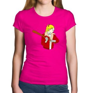 Imagem de Baby Look Algodão Baseball Girl - Foca na Moda, Rosa, G