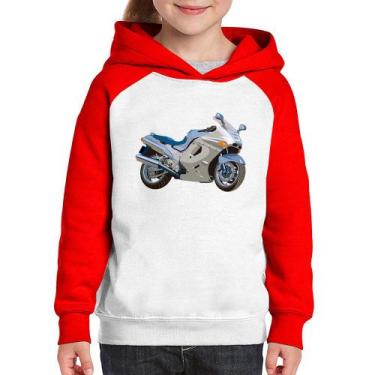 Imagem de Moletom Infantil Motorcycle - Foca na Moda, Branco, Vermelho, 10