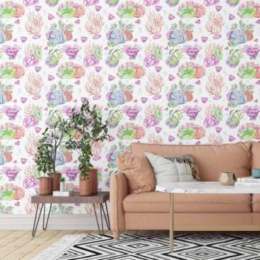 Imagem de Papel De Parede Adesivo Fundo Do Mar N014202 Rolo 0,58x3M - Adesivo BR