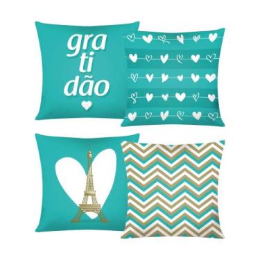 Imagem de Kit Jogo de Almofadas Decorativas 04 Peças Gratidão - NOSSO LAR ENXOVA