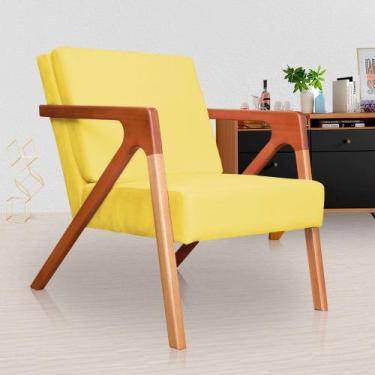 Imagem de Poltrona Luxo Monalisa Suede Amarela - Vallisa Decor