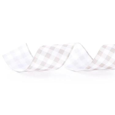 Imagem de Fita Xadrez Branco e Nude - 6,3cm x 914cm - 1 unidade - Cromus - Rizzo